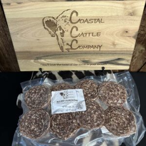 Pasture raised, all-beef Italian style sausage patties.