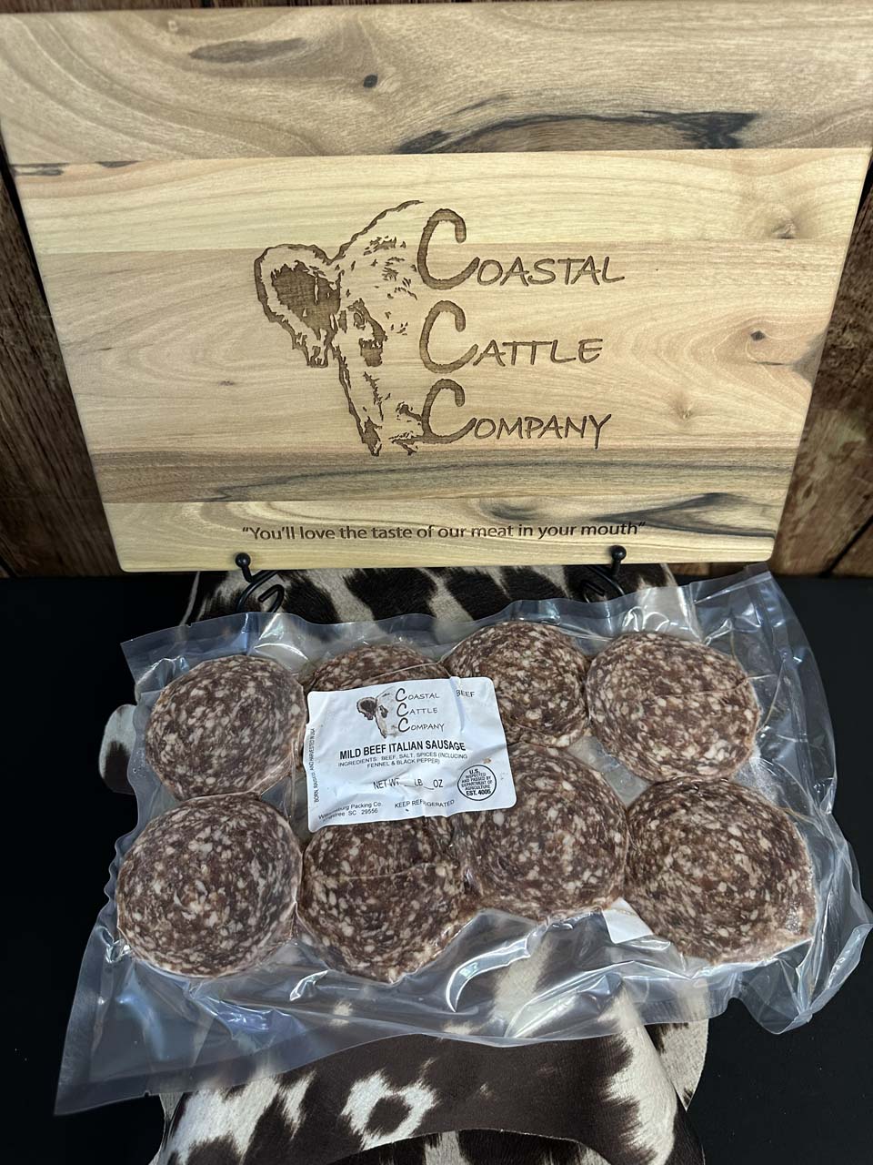 Pasture raised, all-beef Italian style sausage patties.